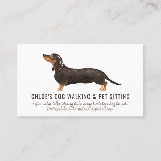 Carte De Visite Aquarelle Chien Walker Animaux de compagnie (Devant)