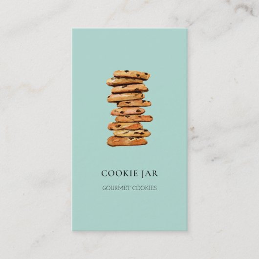 Carte De Visite Aquarelle Chocolat magasin de biscuits Turquoise (Devant)