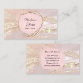 Carte De Visite aquarelle circulaire en marbre rose (Devant / Derrière)