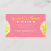 Carte De Visite Aquarelle citron Arrière - plan rose (Dos)