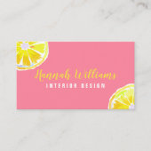 Carte De Visite Aquarelle citron Arrière - plan rose (Devant)
