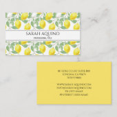 Carte De Visite Aquarelle Citron Et Feuillage (Devant / Derrière)