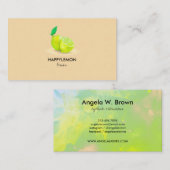 Carte De Visite Aquarelle Citron vert citron (Devant / Derrière)