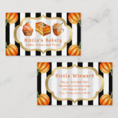 Carte De Visite Aquarelle Citrouille gâteaux et boulangerie à tart (Devant / Derrière)