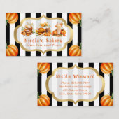 Carte De Visite Aquarelle Citrouille gâteaux et boulangerie à tart (Devant / Derrière)