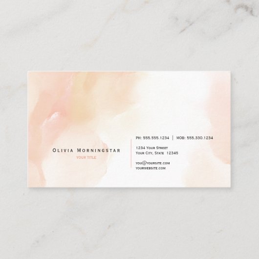 Carte De Visite Aquarelle Cloud Peach Dappée (Dos)