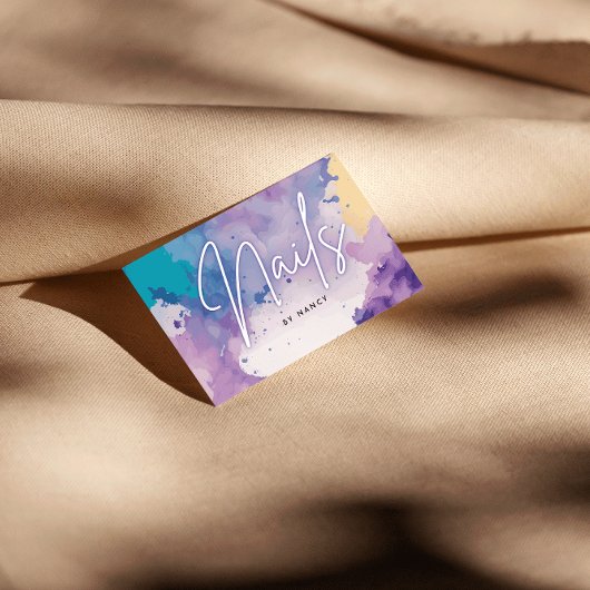 Carte De Visite Aquarelle clous ongle Artiste Nail Tech
