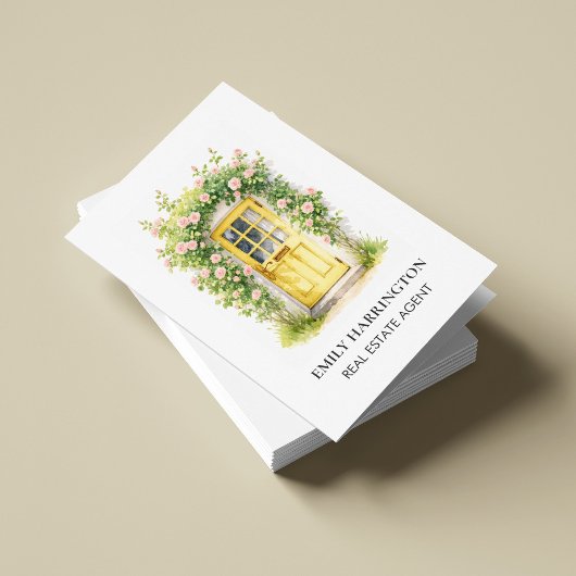Carte de visite aquarelle Code QR Agent Immobilier