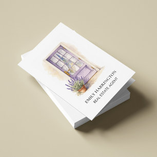 Carte de visite aquarelle code QR porte lavande Ag