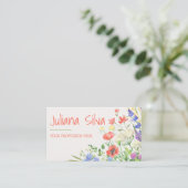 Carte De Visite Aquarelle colorée Floral (Debout devant)