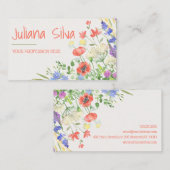 Carte De Visite Aquarelle colorée Floral (Devant / Derrière)