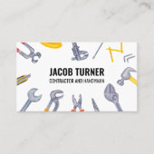 Carte De Visite Aquarelle Construction Handman Carpenter Outils (Devant)