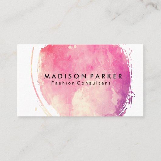 Carte De Visite Aquarelle contemporaine brossée (Devant)
