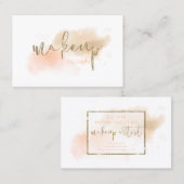 Carte De Visite Aquarelle Coral et maquillage or (Devant / Derrière)