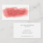 Carte De Visite Aquarelle Coral Modern (Devant / Derrière)
