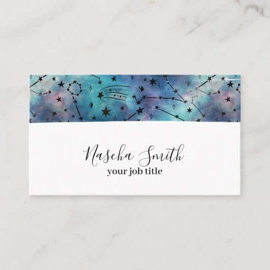 Carte De Visite Aquarelle Cosmique Starry Constellation moderne (Devant)