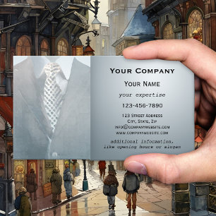 Carte de visite aquarelle costume gentleman gris b