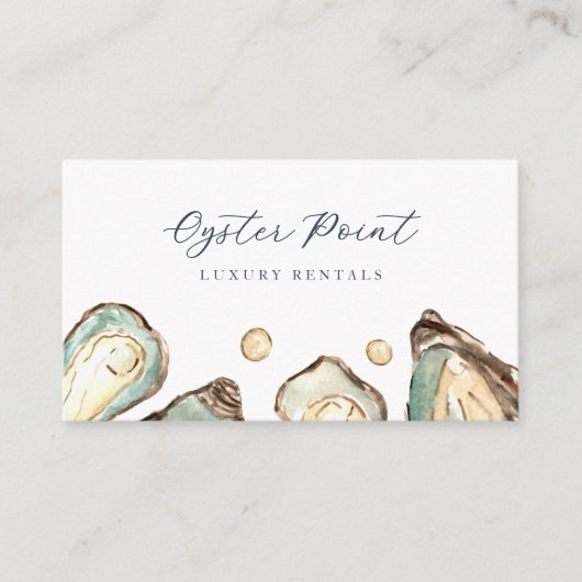 Carte De Visite Aquarelle côtière perle et huître (Devant)