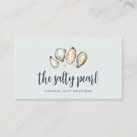 Carte De Visite Aquarelle côtière perle et huître (Devant)