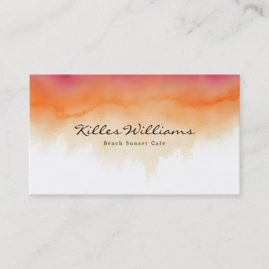 Carte de visite aquarelle Coucher de soleil  (Devant)