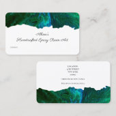 Carte De Visite Aquarelle couleur bleu et vert (Devant / Derrière)