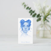 Carte De Visite Aquarelle couleur bleue Visage Illustration de l'a (Debout devant)