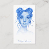 Carte De Visite Aquarelle couleur bleue Visage Illustration de l'a (Devant)