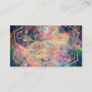 Carte De Visite Aquarelle couleur Mandala or élégant Nebula