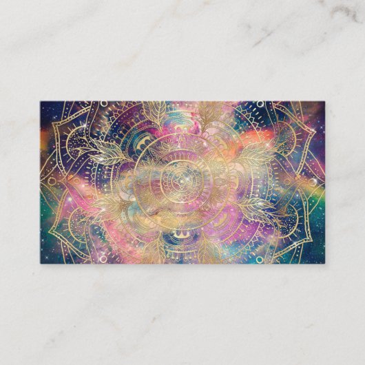 Carte De Visite Aquarelle couleur Mandala or élégant Nebula (Devant)
