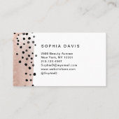 Carte De Visite Aquarelle couleur or rose avec points noirs (Dos)