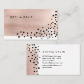 Carte De Visite Aquarelle couleur or rose avec points noirs (Devant / Derrière)