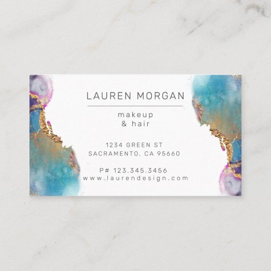 Carte De Visite Aquarelle couleur or texturé (Dos)