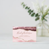 Carte De Visite Aquarelle couleur rose et or Parties scintillant A (Debout devant)