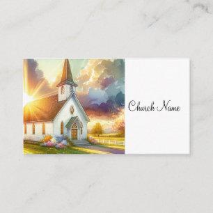 Carte De Visite Aquarelle Country White Church
