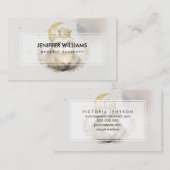 Carte De Visite Aquarelle Couronne de lune (Devant / Derrière)