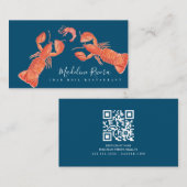 Carte De Visite Aquarelle Crabe de Crustacés Restaurant Crawfish (Devant / Derrière)