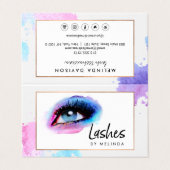 Carte De Visite Aquarelle créative Eyelashes Bleu Aftercare II (Extérieur déplié)