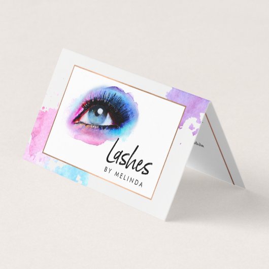 Carte De Visite Aquarelle créative Eyelashes Bleu Aftercare II (Devant)