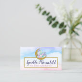 Carte De Visite Aquarelle Crystals & Gold Crescent Moon Boutique (Debout devant)