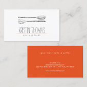 Carte De Visite Aquarelle cuillère peinte et fourche (Devant / Derrière)