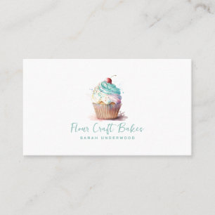 Carte De Visite Aquarelle Cupcake Logo Boulangerie Pâtisserie Chef