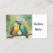 Carte De Visite Aquarelle Cute Parrot Tropical Oiseau Nature Art (Dos)