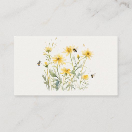 Carte De Visite Aquarelle d'abeille Fleur sauvage jaune sauvage (Dos)