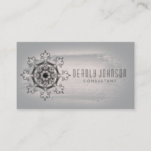 Carte De Visite Aquarelle Damask Swirl Vintage Gris Plat