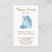 Carte De Visite Aquarelle de bleu d'abrégé sur massage de Reiki (Dos)
