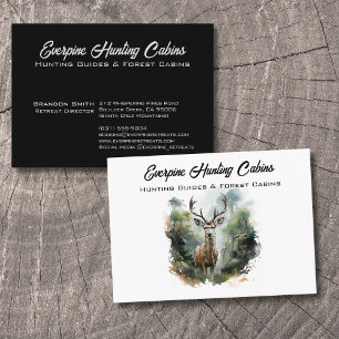 Carte De Visite Aquarelle de cerf à cornes dans une forêt de pins