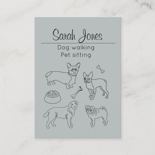 Carte De Visite Aquarelle de chien assis de l'animal (Devant)