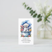 Carte De Visite Aquarelle de chien Groomer Code QR (Debout devant)