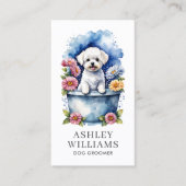 Carte De Visite Aquarelle de chien Groomer Code QR (Devant)