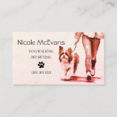 Carte De Visite Aquarelle de chien Walker pour animal de compagnie (Devant)